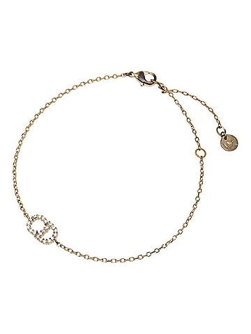 Christian Dior Christian Dior Dior CD Logo Chain Bracelet, Gold Plated, Rhinestones, Women's (view 1)