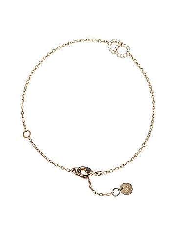 Christian Dior Christian Dior Dior CD Logo Chain Bracelet, Gold Plated, Rhinestones, Women's (view 2)