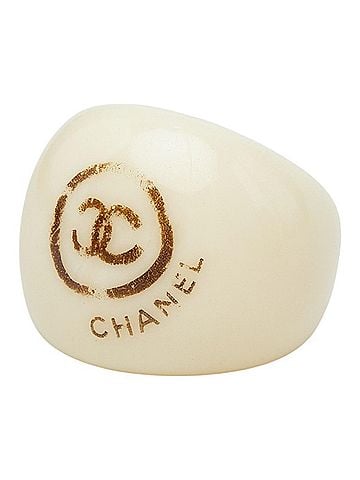 Chanel Chanel Coco Mark Ring, Ivory Plastic, Women's CHANEL (view 2)