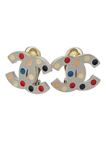 Chanel Chanel Coco Mark Dot Earrings, 05C Stamp, Silver, Multicolor Metal, Women's CHANEL (view 1)