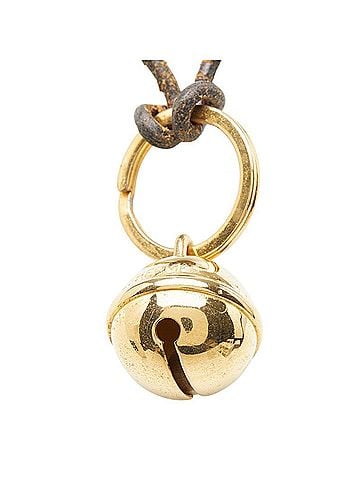 Hermès Hermes Bell Necklace, Gold and Brown Plated Leather, Women's (view 1)