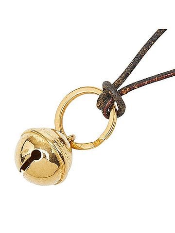 Hermès Hermes Bell Necklace, Gold and Brown Plated Leather, Women's (view 2)