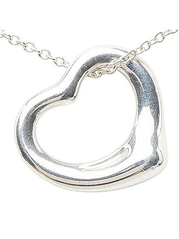 Tiffany & Co. Tiffany &amp; Co. Elsa Peretti Open Heart Chain Pendant Necklace, SV925 Silver, Women's. (view 2)