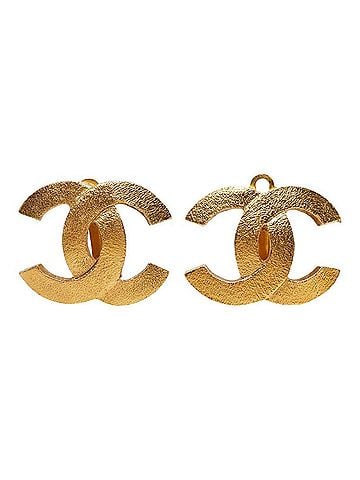 Chanel Chanel Coco Mark Vintage Earrings, 29 Stamp, Gold Plated, Women's CHANEL (view 2)