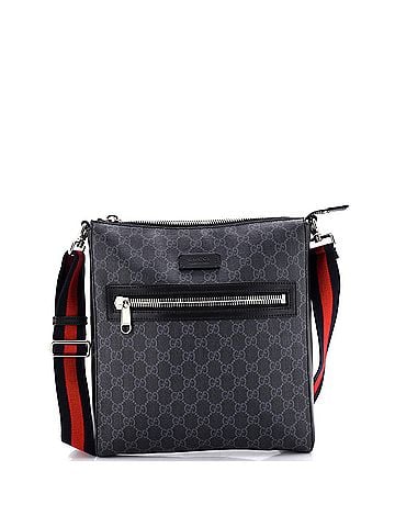 Gucci Web Strap Front Zip Messenger Bag GG Coated Canvas Medium (view 1)