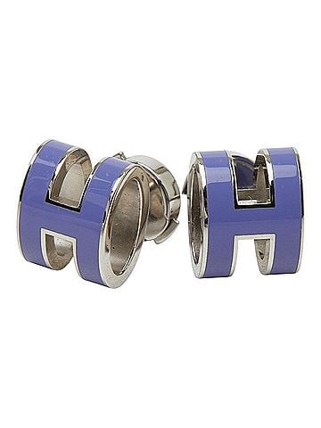 Hermès Hermes Pop H Earrings, Silver and Purple Metal, Women's (view 1)