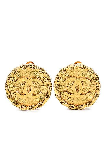 Chanel Chanel Vintage Coco Mark Earrings, Gold Plated, Women's CHANEL (view 1)