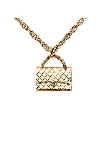 Chanel Chanel Vintage Matelassé Handbag Motif Pendant Necklace, Gold Plated, Women's CHANEL (view 1)