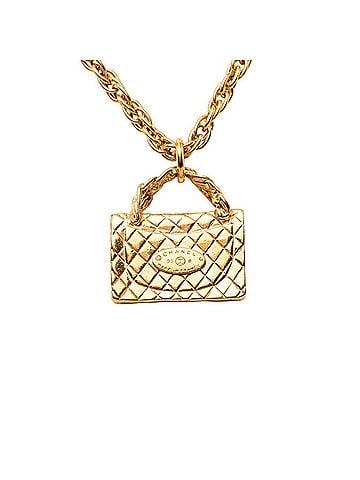 Chanel Chanel Vintage Matelassé Handbag Motif Pendant Necklace, Gold Plated, Women's CHANEL (view 2)
