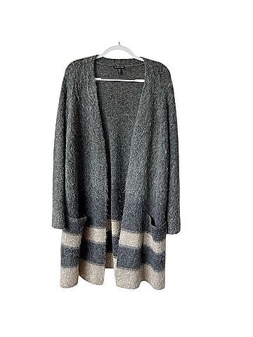 Eileen Fisher Italian Yarn Mohair Alpaca Blend Simple Longline Cardigan Sweater Cardigan (view 1)
