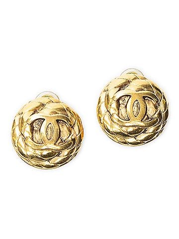 Chanel CC Quilted Round Disc Clip On Earrings (view 1)