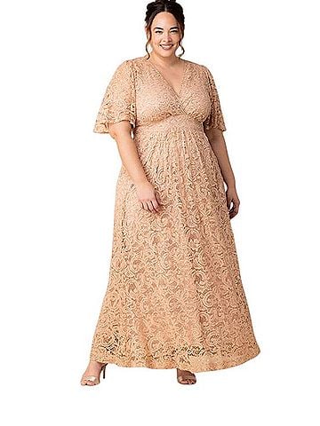 Kiyonna Luminous Sequin Lace Long Gown Casual Dress (view 1)