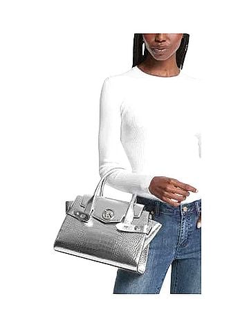Michael Kors Carmen MD Flap Satchel Leather Satchel (view 1)