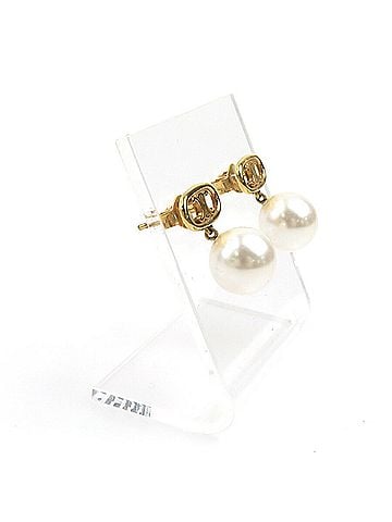 Céline CELINE Earrings Metal Faux Pearl Gold x White Women's r10476j (view 2)