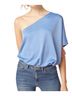 Entro Solid Blue One Shoulder Top in Chambray Size 2X - photo 2