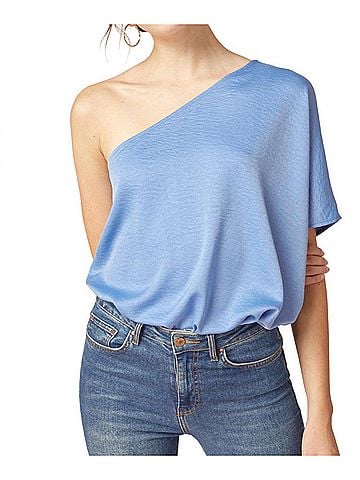 Entro One Shoulder Top in Chambray (view 2)