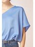 Entro Solid Blue One Shoulder Top in Chambray Size 1X - photo 5