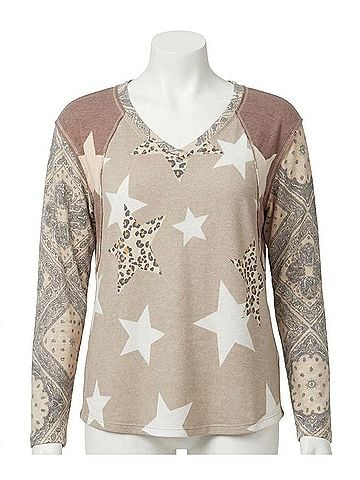 Entro Paisley Leopard And Star Top in Multi (view 1)
