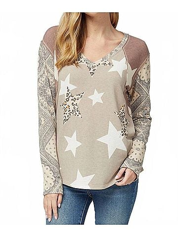 Entro Paisley Leopard And Star Top in Multi (view 2)