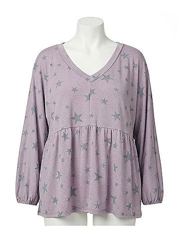 Entro Star Peplum Top in Lavender (view 1)
