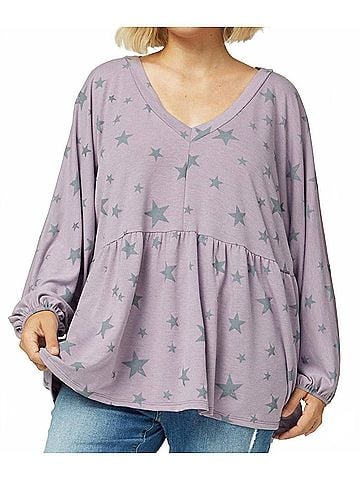Entro Star Peplum Top in Lavender (view 2)