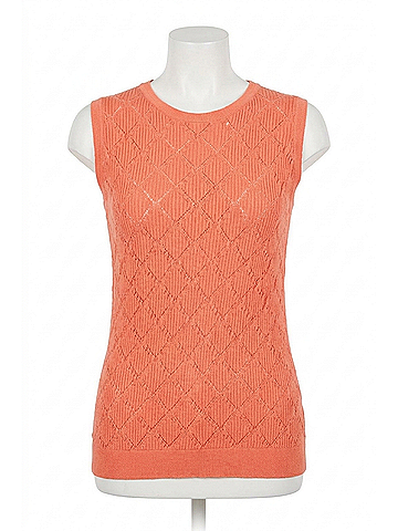 MULTIPLES Scoop Neck Sweater Tank Top in Coral (view 1)