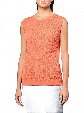 MULTIPLES Scoop Neck Sweater Tank Top in Coral (view 2)