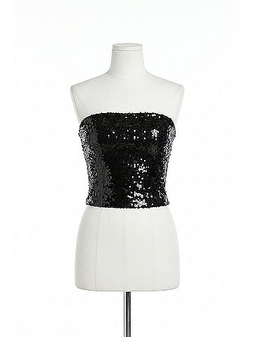 Alice + Olivia Vivi Sequin Cropped Top in Black (view 1)