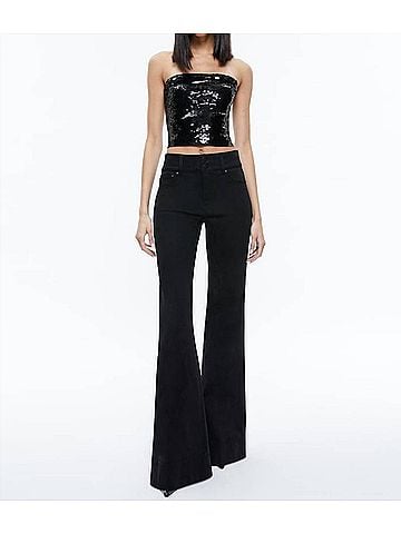 Alice + Olivia Vivi Sequin Cropped Top in Black (view 2)