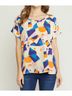 Entro Blue Abstract Printed Blouse in Navy Size XL - photo 2