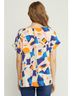 Entro Blue Abstract Printed Blouse in Navy Size 1X - photo 3