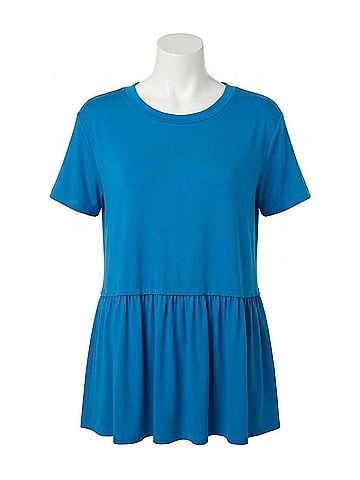 Entro Short Sleeve Tiered Top in French Blue (view 1)