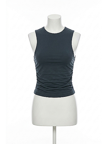 Alice + Olivia Chrissy Crewneck Ruched Crop Top in Black (view 1)