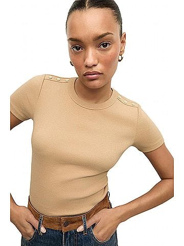 Veronica Beard Draya Tee in Khaki (view 2)