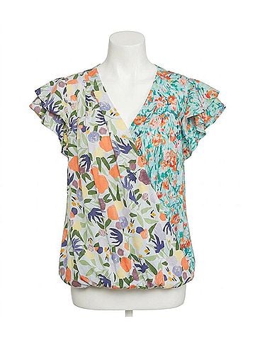 Entro Mixed Floral Print Top in Multi (view 1)