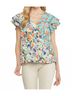 Entro Floral Blue Mixed Floral Print Top in Multi Size 1X - photo 2