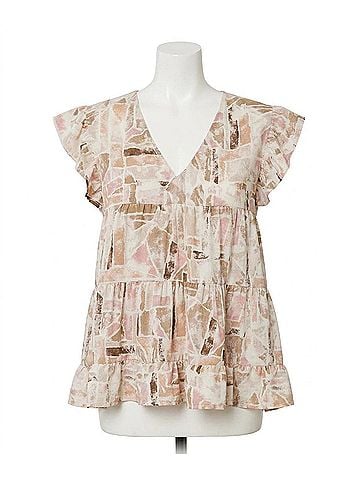 Entro Babydoll Tiered Top in Blush Taupe (view 1)