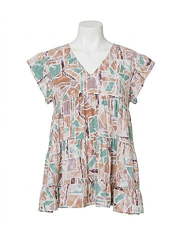 Entro Babydoll Tiered Top in Forest Lavender (view 1)
