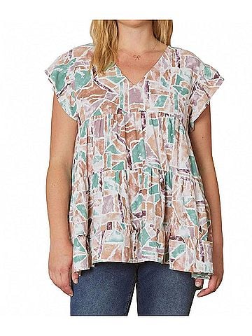 Entro Babydoll Tiered Top in Forest Lavender (view 2)