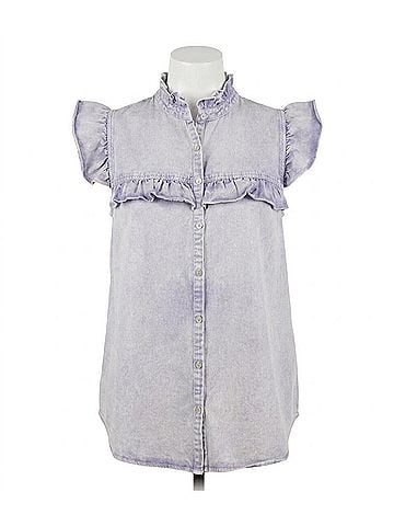Entro Denim Ruffled Top in Periwinkle (view 1)