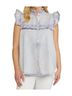 Entro Solid Blue Denim Ruffled Top in Periwinkle Size XL - photo 2
