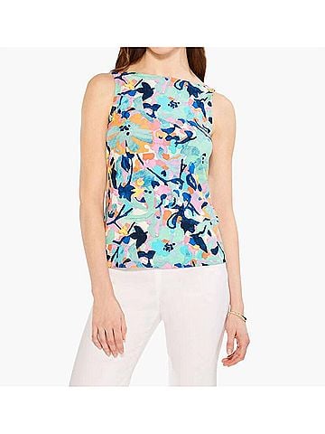 Nic + Zoe Calista Color Field Tank Top in Aqua Multi (view 2)