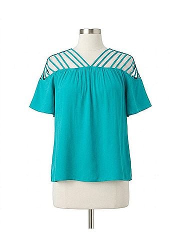 Entro Strappy Short Sleeve Top - Plus in Jade (view 1)