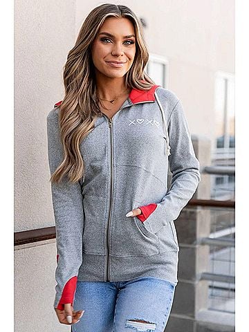 Ampersand Ave Fullzip Sweatshirt in Hugs And Kisses (view 2)