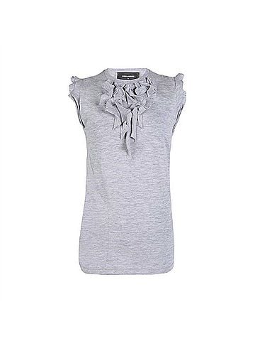 Dsquared2 Women's Ruffled Trim Cotton T-Shirt in Grey (view 1)