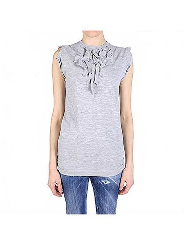Dsquared2 Women's Ruffled Trim Cotton T-Shirt in Grey (view 2)