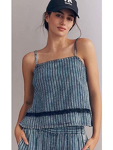 Michael Stars Bella Square Neck Tank in Indigo Stripe (view 2)