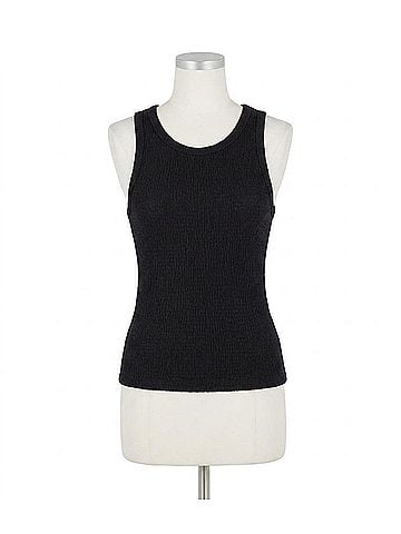 Michael Stars Kira Crinkle Knit Easy Tank Top in Black (view 1)