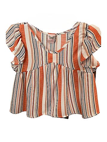 Paper Crane Striped Woven Blouse in White,Orange,Navy (view 1)