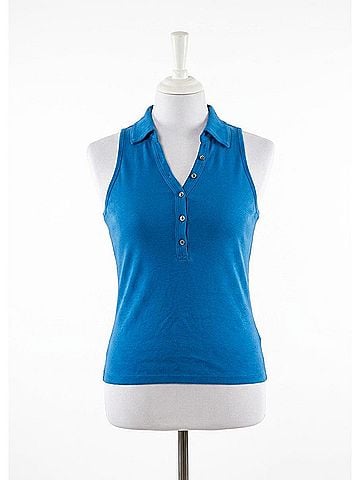 Michael Stars Norah Sleeveless Polo Top in Pacific (view 1)
